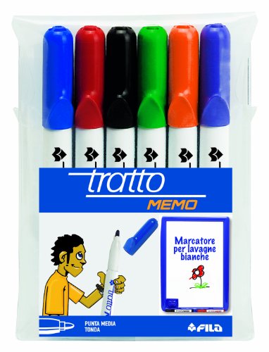 Tratto Memo, marcatore per lavagna punta tonda busta 6 colori