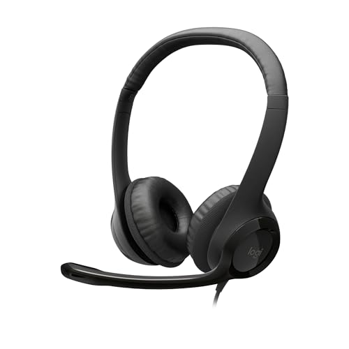 Logitech H390 Cuffie Cablate, Cuffia Stereo con Microfono Regolabile con Cancellazione del â€Žâ€ŽRumore, USB, Controlli sul Cavo, PC/Mac/Laptop/Chromebook - Nero