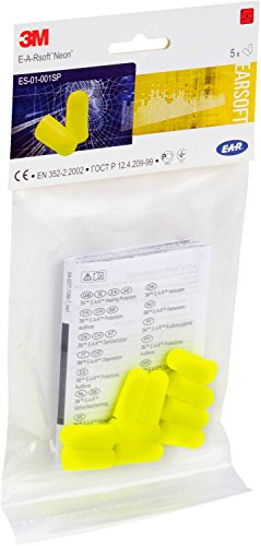 3Mâ„¢ E-A-Rsoftâ„¢ Inserti auricolari modellabili, yellow neons, 36dB, senza cordicella, 5 paia/confezione, ES-01-001SP