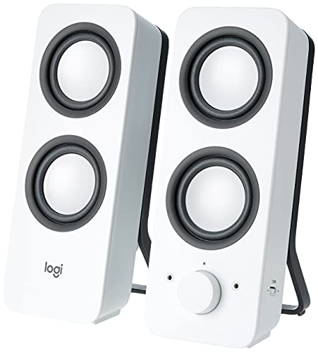Logitech Z200 Altoparlanti per PC, Audio Stereo Completo, 10 Watt, 2 Ingressi Audio 3.5 mm, Jack â€Žper Cuffie, Bassi Regolabili, Controllo Volume, Presa EU/IT, TV/Smartphone/Tablet, Bianco