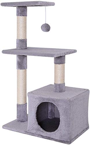 dibea Tiragraffi per gatto albero tiragraffi gatto gioco giocattolo gatti Altezza 85 cm Grigio chiaro