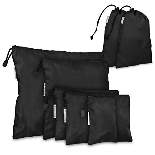 Navaris sacchetti da viaggio per la valigia - set di 7 sacchette porta scarpe vestiti biancheria oggetti astuccio organizer con cordino cerniera nero Navaris sacchetti da viaggio per la valigia - set di 7 sacchette porta scarpe vestiti biancheria oggetti astuccio organizer con cordino cerniera nero