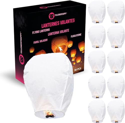 tellementhappyâ„¢ tellementhappytm lanterne volanti lanterna cinese volante 100% biodegradabile bianca 30 pezzi Sky Lantern tellementhappyâ„¢ tellementhappytm lanterne volanti lanterna cinese volante 100% biodegradabile bianca 30 pezzi Sky Lantern