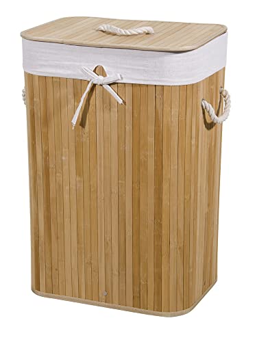 VERDELOOK Cesto porta biancheria rettangolare con coperchio e maniglie foderato, 40x30x60 cm, bambù naturale VERDELOOK Cesto porta biancheria rettangolare con coperchio e maniglie foderato, 40x30x60 cm, bambù naturale