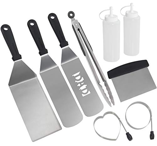 9PC Set di Spatole per Piastre in Acciaio Inossidabile di qualitÃ  Professionale - Spatola per Cottura Forata - Commercial Grade Acciaio Inossidabile Spatola