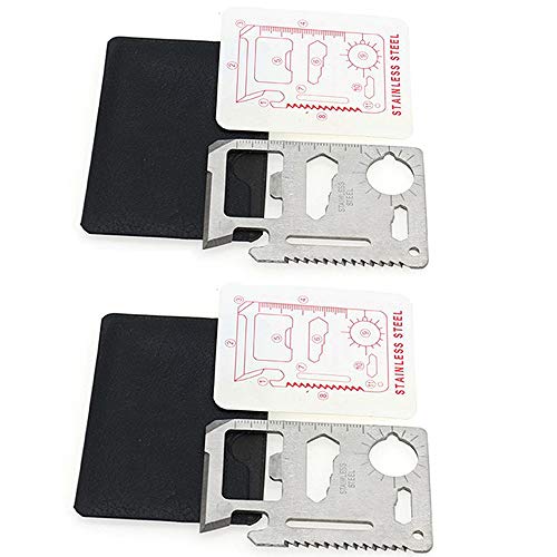 Xinlie 2 Pezzi Lama della Carta Multifunzione Coltello Multiuso Strumento Sopravvivenza 11 Function Credit Card Size Survival Pocket Tool Cacciavite Apribottiglie Utensile per attivitÃ  All