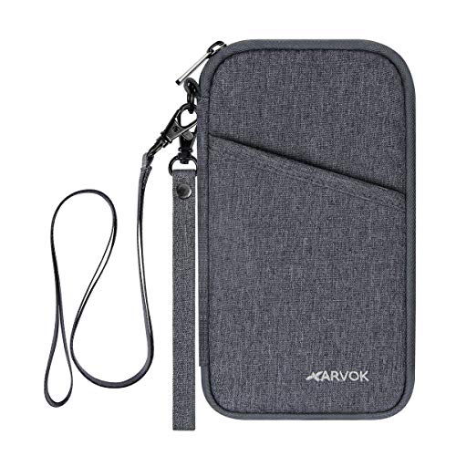 Arvok Portadocumenti da viaggio con protezione RFID - Custodia Porta Passaporti Famiglia - Portafoglio Documenti & Organizer con Blocco RFID - Grigio Arvok Portadocumenti da viaggio con protezione RFID - Custodia Porta Passaporti Famiglia - Portafoglio Documenti & Organizer con Blocco RFID - Grigio