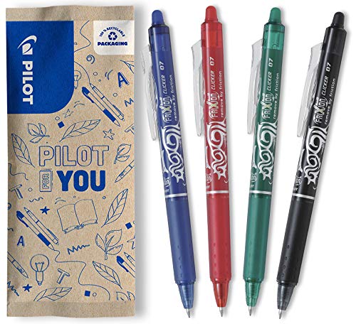 Pilot Frixion Ball Clicker, Set Di 4 Penne A Scomparsa Cancellabili Con Inchiostro Termosensibile, Multicolore, â€Ž4 UnitÃ  (Confezione Da 1)