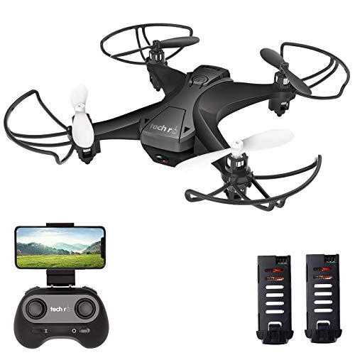 tech rc Mini Drone con Telecamera HD con Due Batterie Funzione di Sospensione Altitudine Un Pulsante di Decollo/ Atterraggio ,modalitÃ  Senza Testa Protezioni 360Â°per Bambini e Principianti Buon Regalo