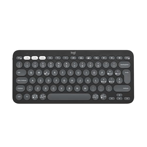 Logitech Pebble Keys 2 K380s, tastiera Bluetooth multidispositivo con tasti di scelta rapida personalizzabili, sottile e portatile, Easy-Switch per Windows, macOS, iPadOS, Android, ChromeOS -Grafite