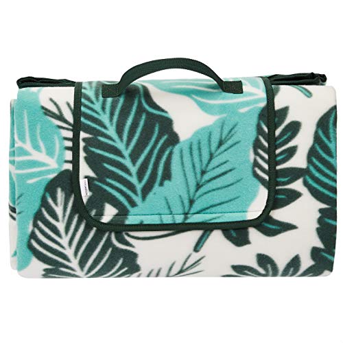 Amazon Basics - Coperta da picnic con retro impermeabile, 200 x 200 cm, Foglie design