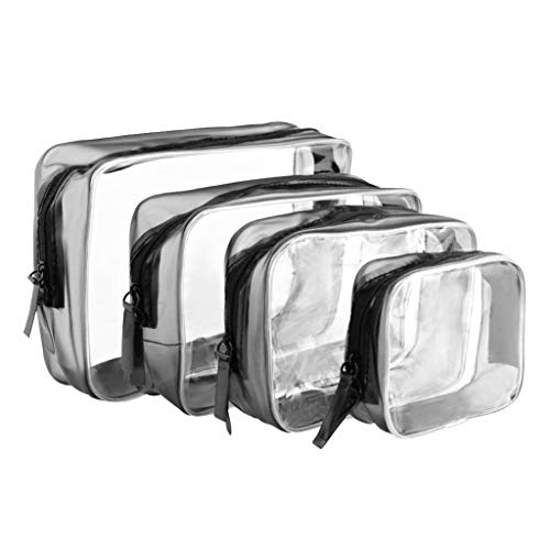 4 Pezzi Borse da Toilette Trasparente PVC Cerniera Sacchetto Impermeabile per cosmetici Trucco Portatrucchi Pochette da Toletta Organizer Quattro Dimensioni