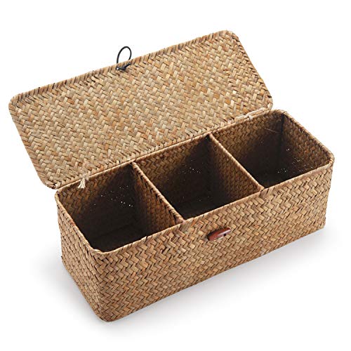 Cesta Portaoggetti Seagrass con Coperchio Scatola di Vimini Rettangolare con Scomparti per Organizzare Giocattoli di Snack di Carta Igienica Naturale Cesta Portaoggetti Seagrass con Coperchio Scatola di Vimini Rettangolare con Scomparti per Organizzare Giocattoli di Snack di Carta Igienica Naturale