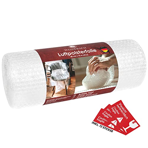 WEIDEBACH® 2 strati di pluriball, 10 m x 40 cm pluriball imballaggio per la massima protezione del trasporto, rotolo di pluriball resistente allo strappo, spesso 60 µ, imballaggio bolle WEIDEBACH® 2 strati di pluriball, 10 m x 40 cm pluriball imballaggio per la massima protezione del trasporto, rotolo di pluriball resistente allo strappo, spesso 60 µ, imballaggio bolle