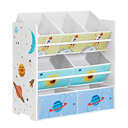 SONGMICS Scaffale per Giocattoli, Mobile Cameretta con 7 Contenitori in Tessuto, Libreria per Bambini, Organizzatore Giochi, 29,5 x 62,5 x 60 cm, Bianco GKR034W01