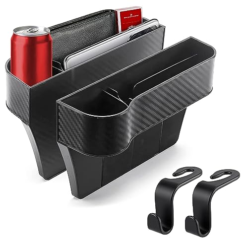 4 Pezzi Organizer Laterale per Seggiolino Auto Car Seat Gap Storage Organizer Scatola Portaoggetti Seggiolino Auto per Telefoni Cellulari Portafogli Chiavi Carte Occhiali Monete (Nero)